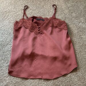 Abercrombie & Fitch Lace Trim Camisole in Rust